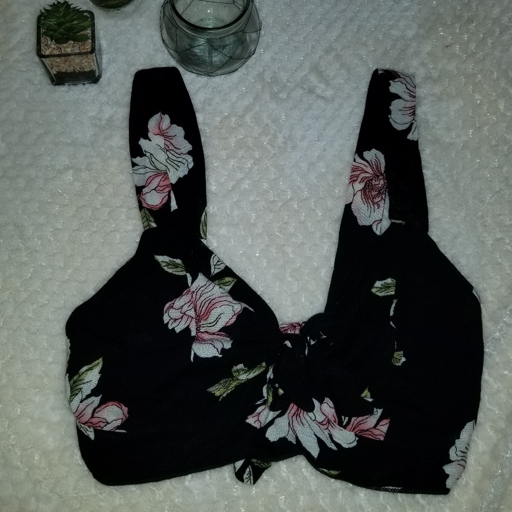 Floral Crop top with Tie Front